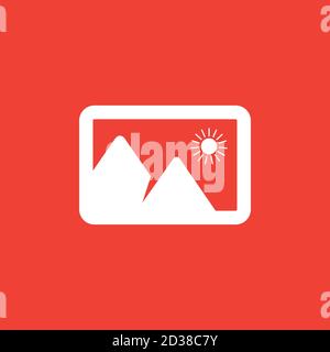 Photo Icon On Red Background. Red Flat Style Vector Illustration. Stock Vector