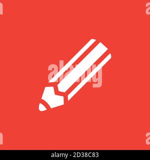 Pencil Icon On Red Background. Red Flat Style Vector Illustration. Stock Vector