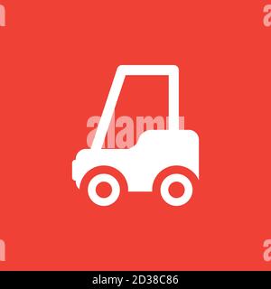 Nano Car Icon On Red Background. Red Flat Style Vector Illustration. Stock Vector