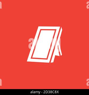 Photo Frame Icon On Red Background. Red Flat Style Vector Illustration. Stock Vector