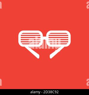 Party Glasses Icon On Red Background. Red Flat Style Vector Illustration. Stock Vector