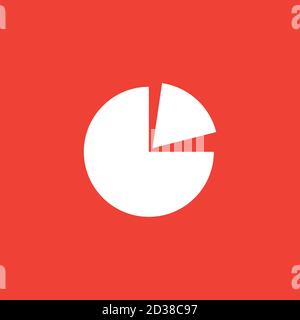 Pie Chart Icon On Red Background. Red Flat Style Vector Illustration. Stock Vector