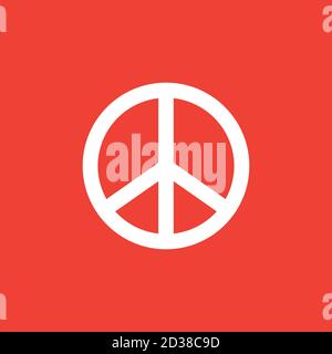 Peace Sign Icon On Red Background. Red Flat Style Vector Illustration. Stock Vector