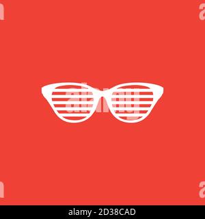 Party Glasses Icon On Red Background. Red Flat Style Vector Illustration. Stock Vector