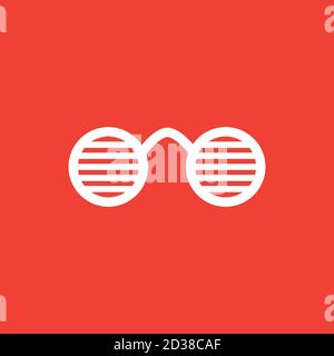 Party Glasses Icon On Red Background. Red Flat Style Vector Illustration. Stock Vector