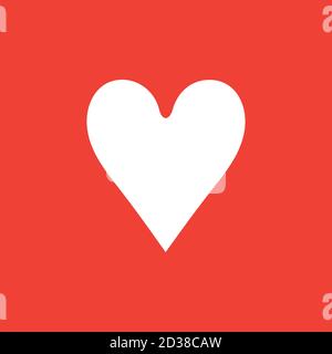 Playing Card Heart Icon On Red Background. Red Flat Style Vector Illustration. Stock Vector