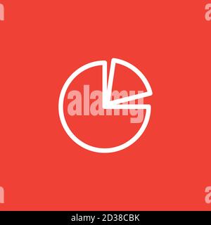Pie Chart Line Icon On Red Background. Red Flat Style Vector Illustration. Stock Vector