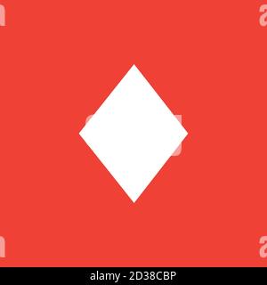 Playing Card Diamond Icon On Red Background. Red Flat Style Vector Illustration. Stock Vector