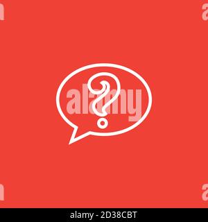 Question Line Icon On Red Background. Red Flat Style Vector Illustration. Stock Vector