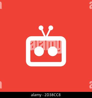 Radio Icon On Red Background. Red Flat Style Vector Illustration. Stock Vector