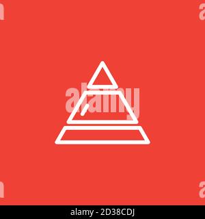 Pyramid Line Icon On Red Background. Red Flat Style Vector Illustration. Stock Vector