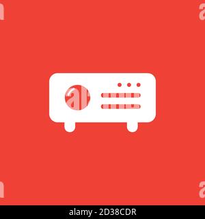Projector Icon On Red Background. Red Flat Style Vector Illustration. Stock Vector