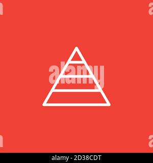 Pyramid Line Icon On Red Background. Red Flat Style Vector Illustration. Stock Vector
