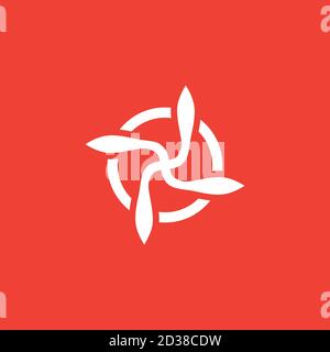 Propeller Icon On Red Background. Red Flat Style Vector Illustration. Stock Vector