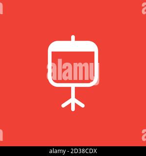 Projector Screen Icon On Red Background. Red Flat Style Vector Illustration. Stock Vector