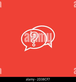 Question Line Icon On Red Background. Red Flat Style Vector Illustration. Stock Vector