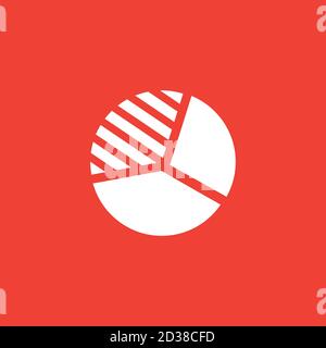 Pie Chart Icon On Red Background. Red Flat Style Vector Illustration. Stock Vector