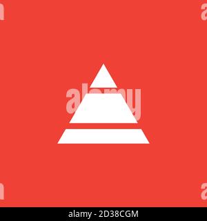Pyramid Icon On Red Background. Red Flat Style Vector Illustration. Stock Vector