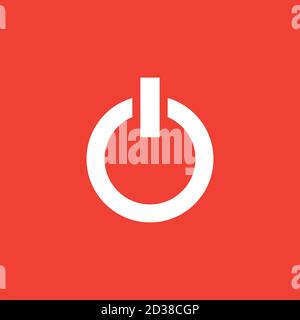 Power Icon On Red Background. Red Flat Style Vector Illustration. Stock Vector