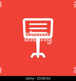 Projector Screen Icon On Red Background. Red Flat Style Vector Illustration. Stock Vector
