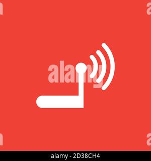 Router Icon On Red Background. Red Flat Style Vector Illustration. Stock Vector