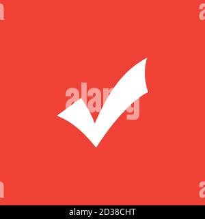 Right Icon On Red Background. Red Flat Style Vector Illustration. Stock Vector