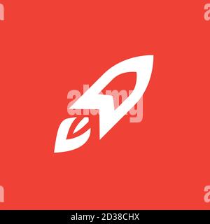 Rocket Icon On Red Background. Red Flat Style Vector Illustration. Stock Vector