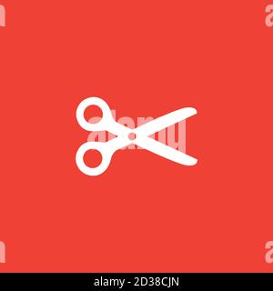 Scissor Icon On Red Background. Red Flat Style Vector Illustration. Stock Vector