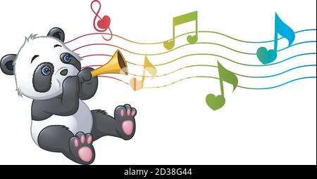 Vector illustration of Cartoon Panda playing a trumpet Stock Vector