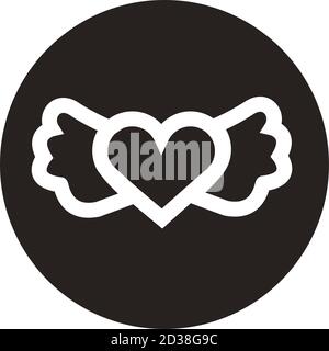 heart love with wings block style icon vector illustration design Stock Vector