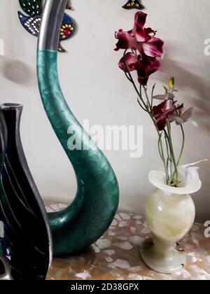 Close up of a big multi colored vase used for decoration Stock Photo