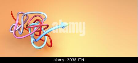 Concept the path solutions of problems. Finding of path of solution task. Creative business 3d illustration