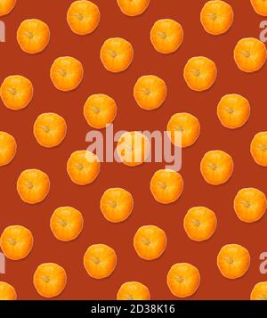 Seamless pattern with pumpkin. Autumn abstract seamless pattern made from Pumpkins on the red background. Pumpkin quality pattern. Stock Photo