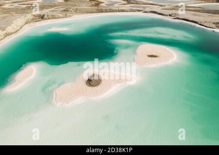 Aerial of salt lakes, natural landscape. Photo in Qinghai, China. Stock Photo