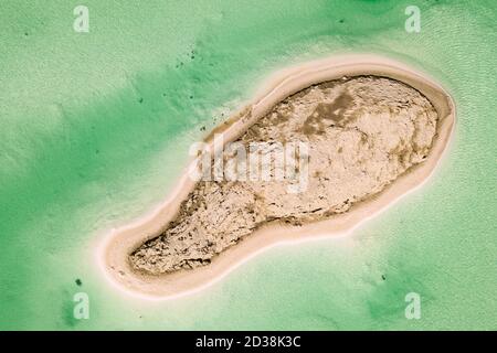 Aerial of salt lakes, natural landscape. Photo in Qinghai, China. Stock Photo