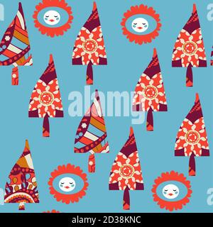 Trees vector seamless pattern. It is located in swatch menu Stock Vector