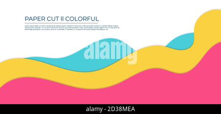 Papercut fluid wave design colorful with space. vector illustration. Stock Vector