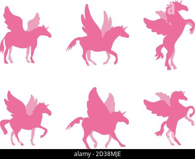 Set of unicorn horse icon illustration design template Stock Vector