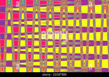 Texture checkered yellow red background Illustration Abstract hypnotics psychadelic multi colored texture pattern. Colorful nice abstract background. Stock Photo