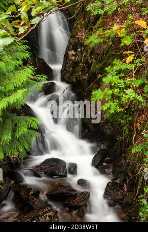 Waterfall at Llyn Crafnant, Snowdonia, North Wales Stock Photo