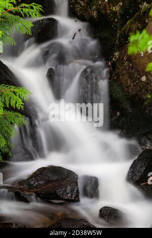 Waterfall at Llyn Crafnant, Snowdonia, North Wales Stock Photo