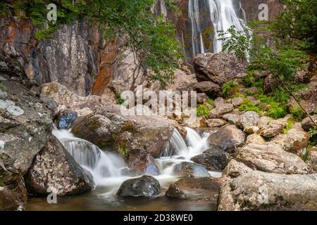 Aber Falls waterfall, Snowdonia, North Wales Stock Photo