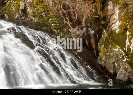 Swallow Falls waterfall, Snowdonia, North Wales Stock Photo