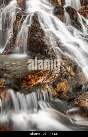 Waterfall along the Watkin Path, Snowdon, Snowdonia, North Wales Stock Photo