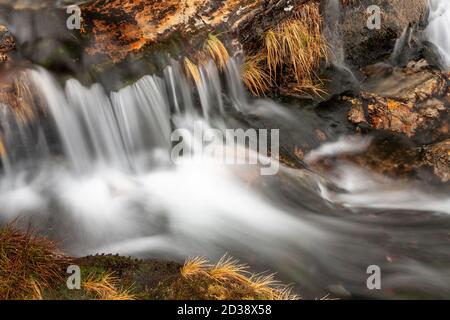 Waterfall along the Watkin Path, Snowdon, Snowdonia, North Wales Stock Photo