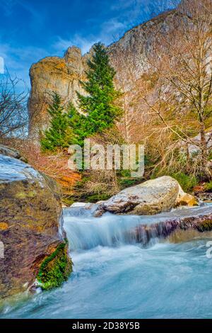 Veral River, Ansó Valley, Valles Occidentales Natural Park, Jacetania, Pyrenees, Huesca, Aragón, Spain, Europe Stock Photo