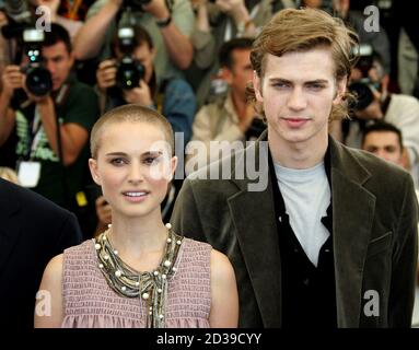 Cast members, Natalie Portman (L) and Hayden Christensen, pose during a photocall for [U.S. director George Lucas'] out-of-competition film 'Star Wars: Episode III - Revenge of the Sith' at the 58th Cannes Film Festival May 15, 2005.