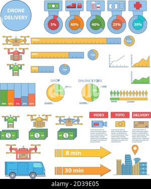 Drone technology infographic concept vector illustration in flat style Stock Vector