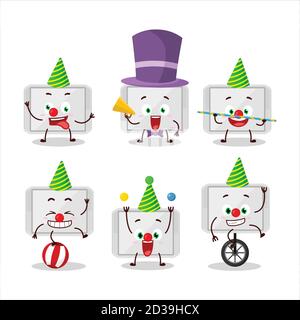 Cartoon character of silver plastic tray with various circus shows Stock Vector