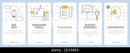 Vector modern thin line art style creative concept banners Stock Vector